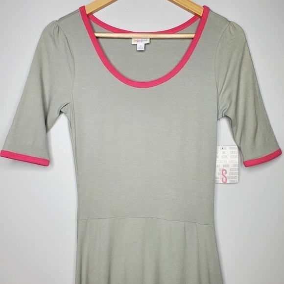 LuLaRoe Ana Maxi Dress Gray Pink Sz S - Picture 2 of 11